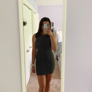 H&M casual striped tight dress black/white striped